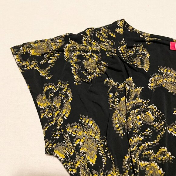 Elle Black Gold Floral Dress Womens Size XS Stretchy Party Dress - Picture 6 of 16